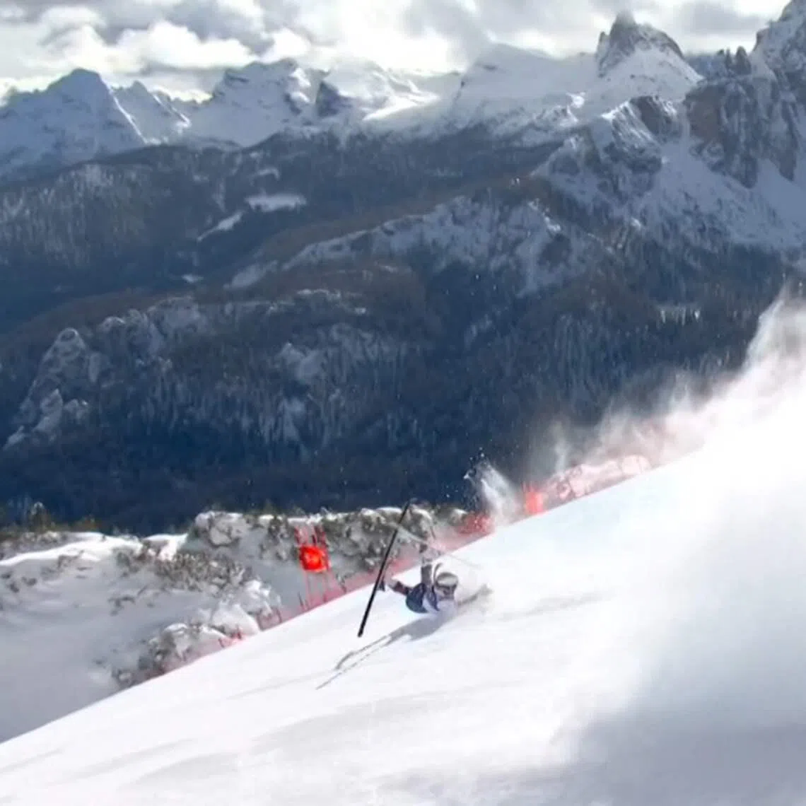 US skier Lindsey Vonn crashing during the women’s downhill race at the Winter Olympics on Feb 8. Sport can feel like an escape into an unreal world whose struggles are dramatic even if they rarely involve life and death, says the writer.