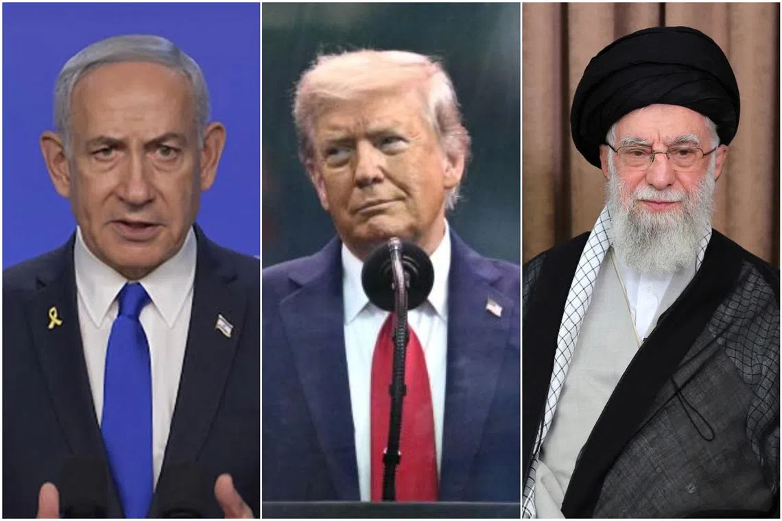 US President Donald Trump, who's been in communications with Israeli PM Benjamin Netanyahu (left), has apparently vetoed a plan to kill Iran's Supreme Leader Ayatollah Ali Khamenei (right).