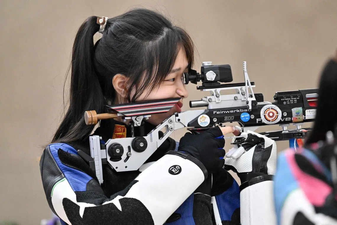 China's Huang Yuting bagged both the individual and team golds in the women’s 10m air rifle at the Asian Games.