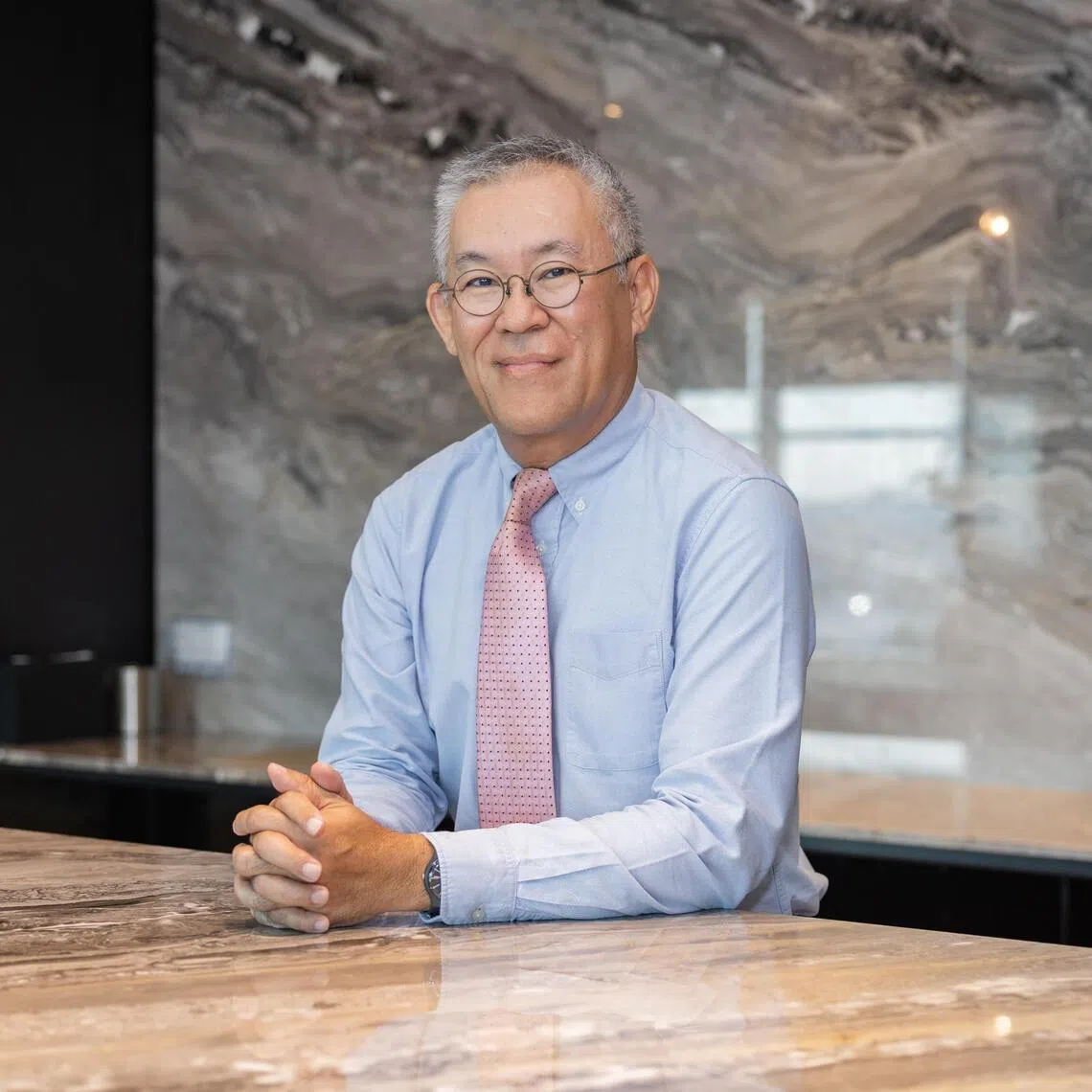 ST20250617_202525600268/Samoney/Brian Teo/Sue-Ann Tan/Profile of Mr Fong Chee Wai, Cathay United Bank chief risk officer, at his office in Marina Bay Financial Centre Tower 1 on June 17, 2025. ST PHOTO: BRIAN TEO