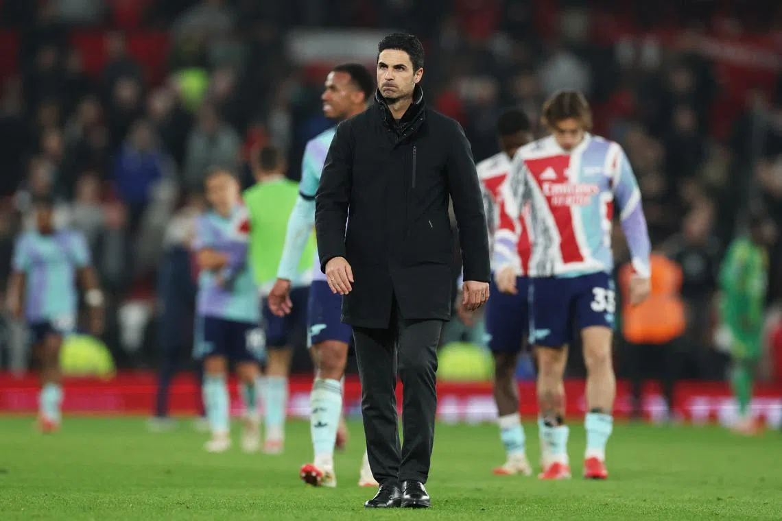 FILE PHOTO: Soccer Football - Premier League - Manchester United v Arsenal - Old Trafford, Manchester, Britain - March 9, 2025 Arsenal manager Mikel Arteta after the match REUTERS/Phil Noble/File Photo