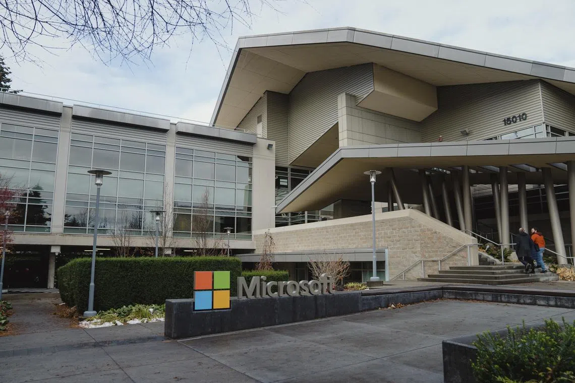 FILE —  Microsoft headquarters in Redmond, Wash., on Dec. 7, 2022. Video game workers get a union foothold at Microsoft; the outcome, involving about 300 employees, is one of organized labor’s biggest victories at a major US tech company. (Jovelle Tamayo/The New York Times)