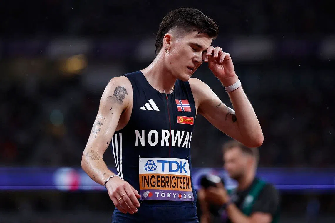 World Athletics Championships Tokyo 2025 - Men's 5000m Final - Japan National Stadium, Tokyo, Japan - September 21, 2025 Norway's Jakob Ingebrigtsen reacts after the final REUTERS/Sarah Meyssonnier/File Photo