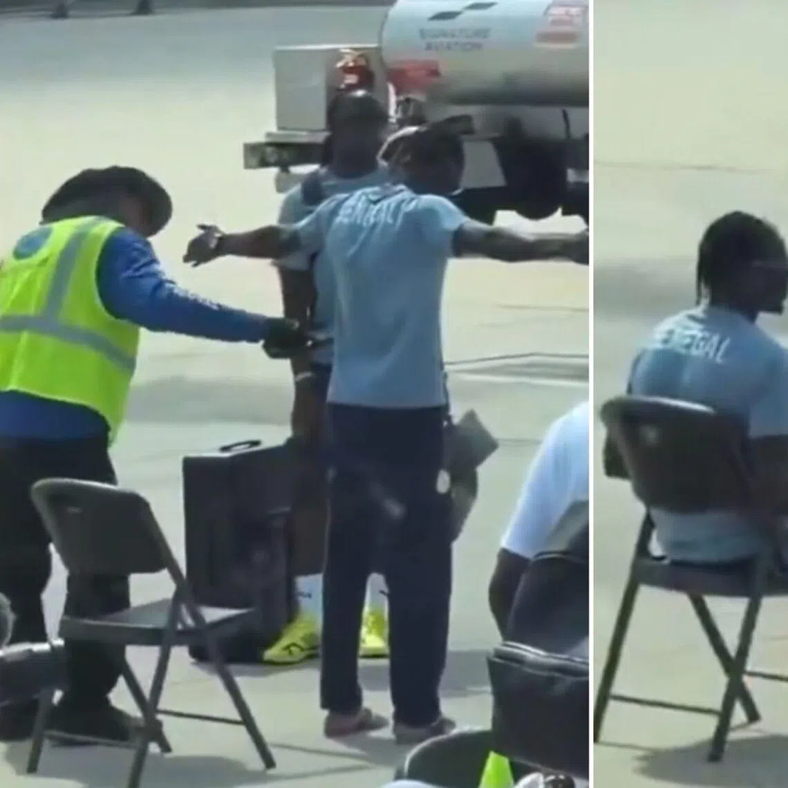 Footage of the Senegal team receiving thorough checks on the tarmac went viral. 