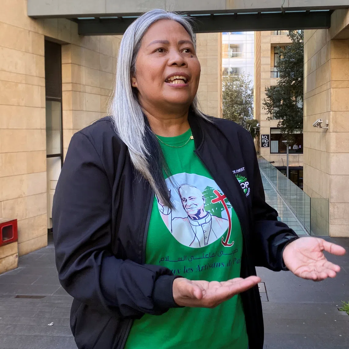 Filipina worker Loren Capobres, attends an interview with Reuters, in Beirut, Lebanon December 2, 2025. REUTERS/Firas Makdesi