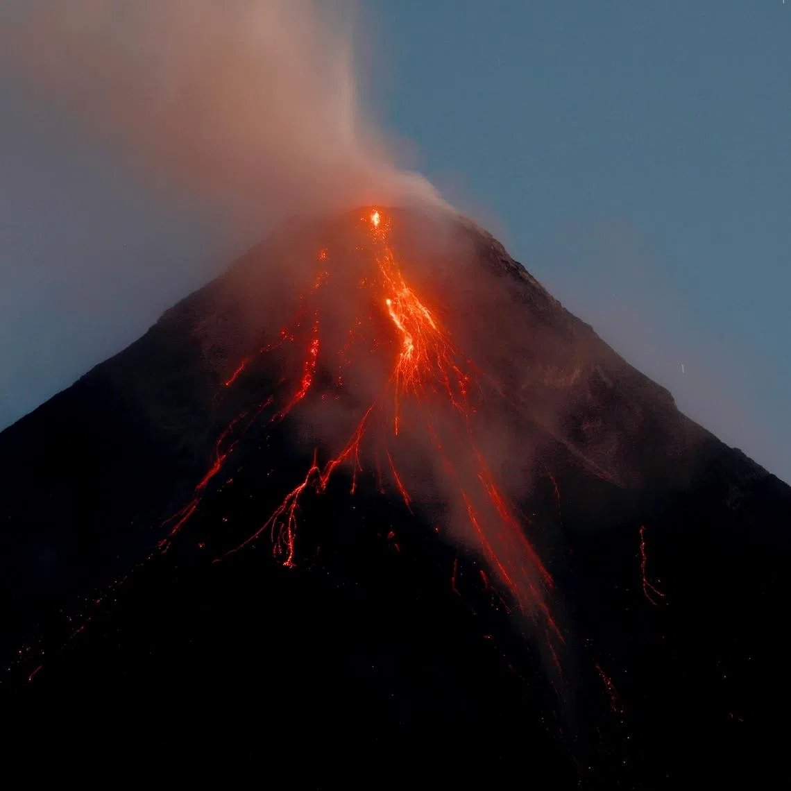 The Mayon Volcano in June 2023. It has generated 214 tons of sulfur dioxide since Jan 8.