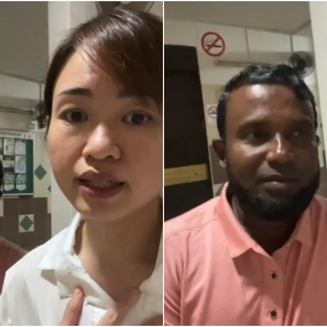 In the video clip, seen standing next to Ms Tin is Bangladeshi worker Babul, who goes by one name. It was his son Ahammed Siyam, who was punched by the man. 