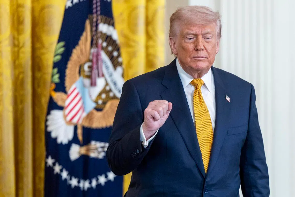 US President Donald Trump delivering remarks at the White House on May 6.