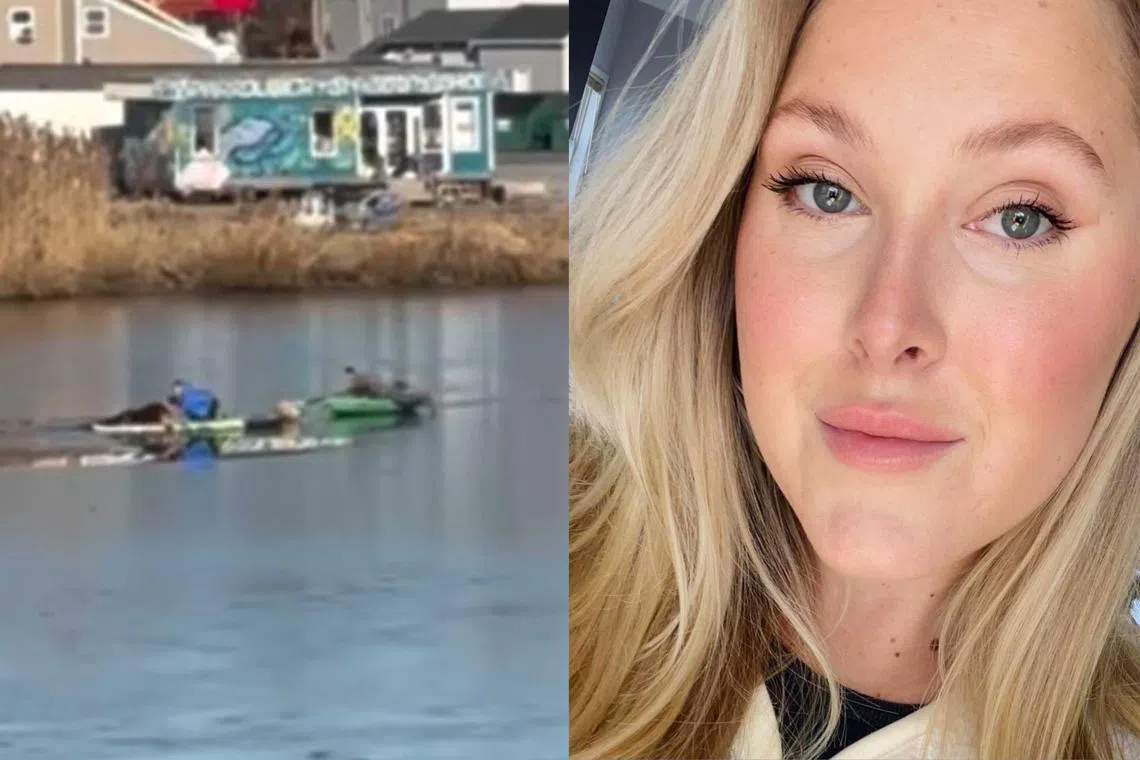 Ms Kayla Masotto sprung into action when she saw a man fall into the freezing waters of Poospatuck Creek.