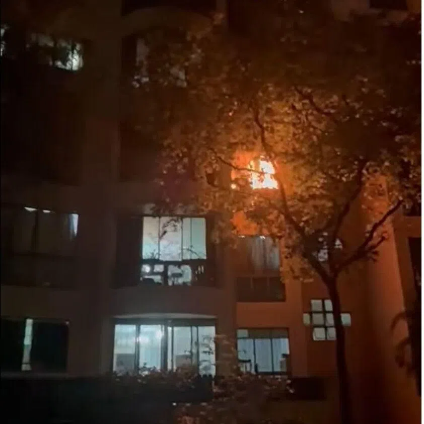 The Singapore Civil Defence Force was alerted to the fire at Block 52 Choa Chu Kang North 6 at about 4.50am. Checks online show Yew Mei Green condominium development at this address.
