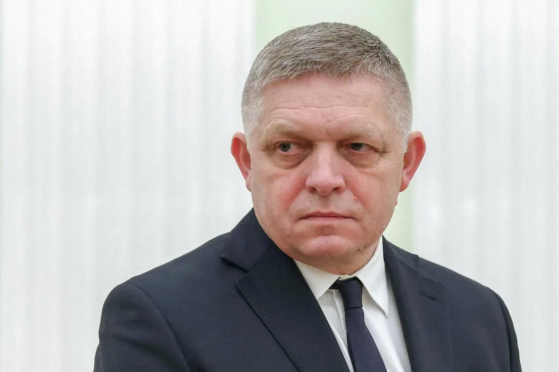 FILE PHOTO: Slovak Prime Minister Robert Fico attends a meeting with Russian President Vladimir Putin in Moscow, Russia December 22, 2024. Sputnik/Artyom Geodakyan/Pool via REUTERS/File Photo
