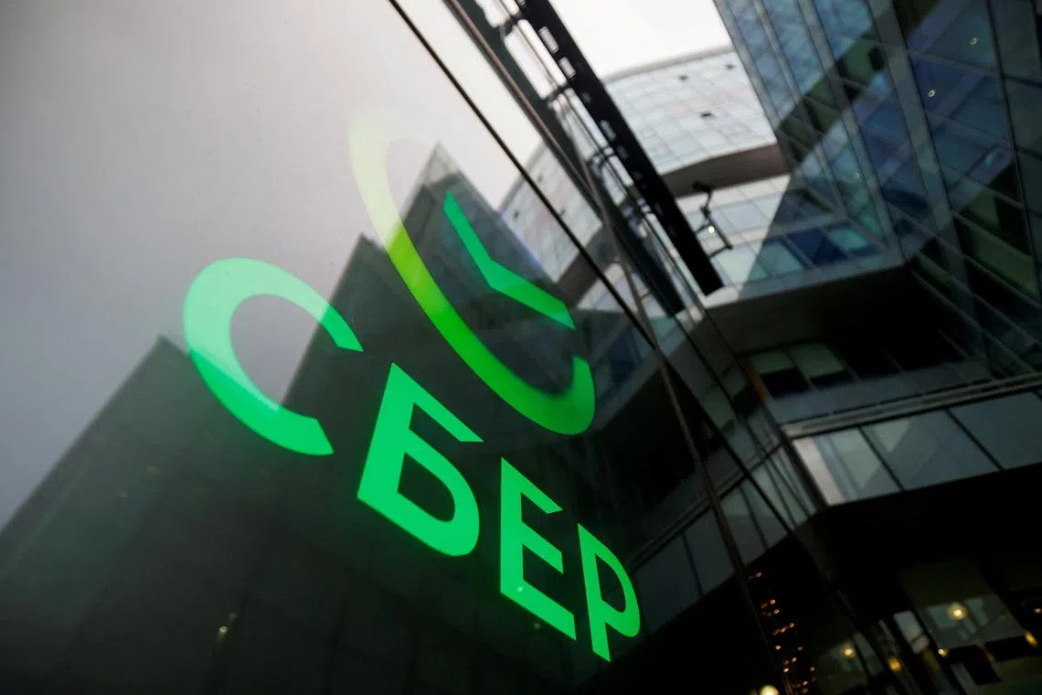 Logo of Russia's lender Sberbank in Moscow. The bank plans to open a branch in China next year, 
