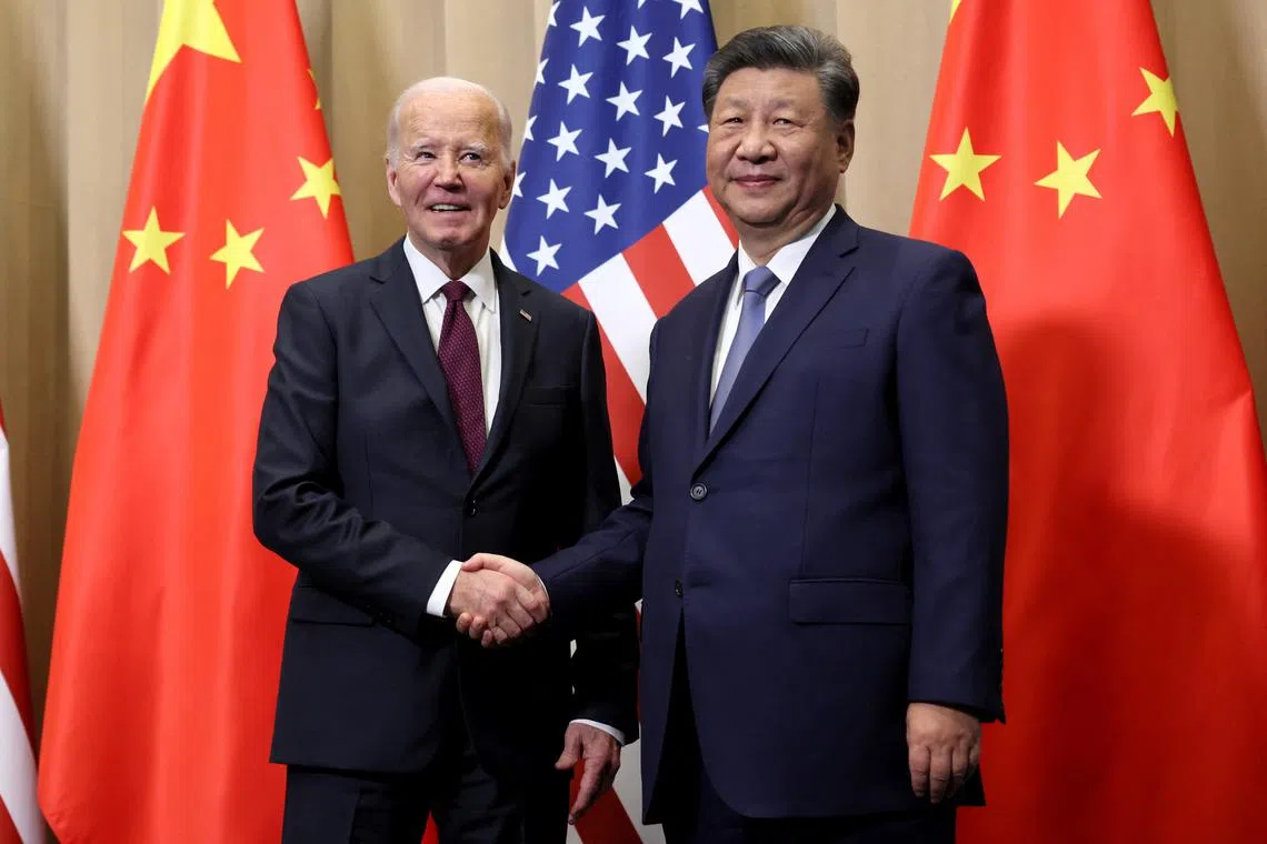 U.S. President Joe Biden meets with China's President Xi Jinping on the sidelines of the APEC Summit in Lima, Peru, November 16, 2024. REUTERS/Leah Millis/Pool