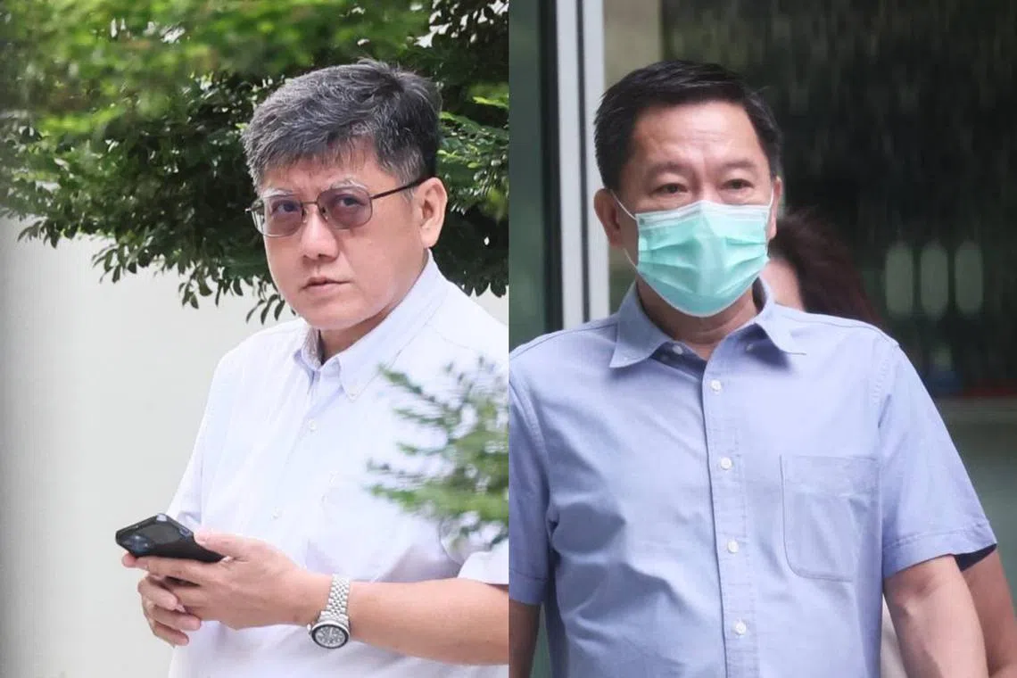 Tan Siam Chua (left) and Liong Ah Chye at State Courts on Sept 28, 2023.