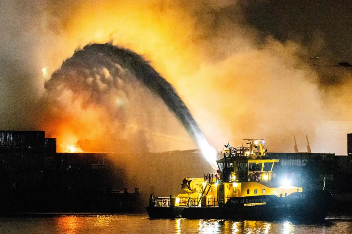 A fire broke out on the night of Aug 7 at a recycling plant near the port of Rotterdam.