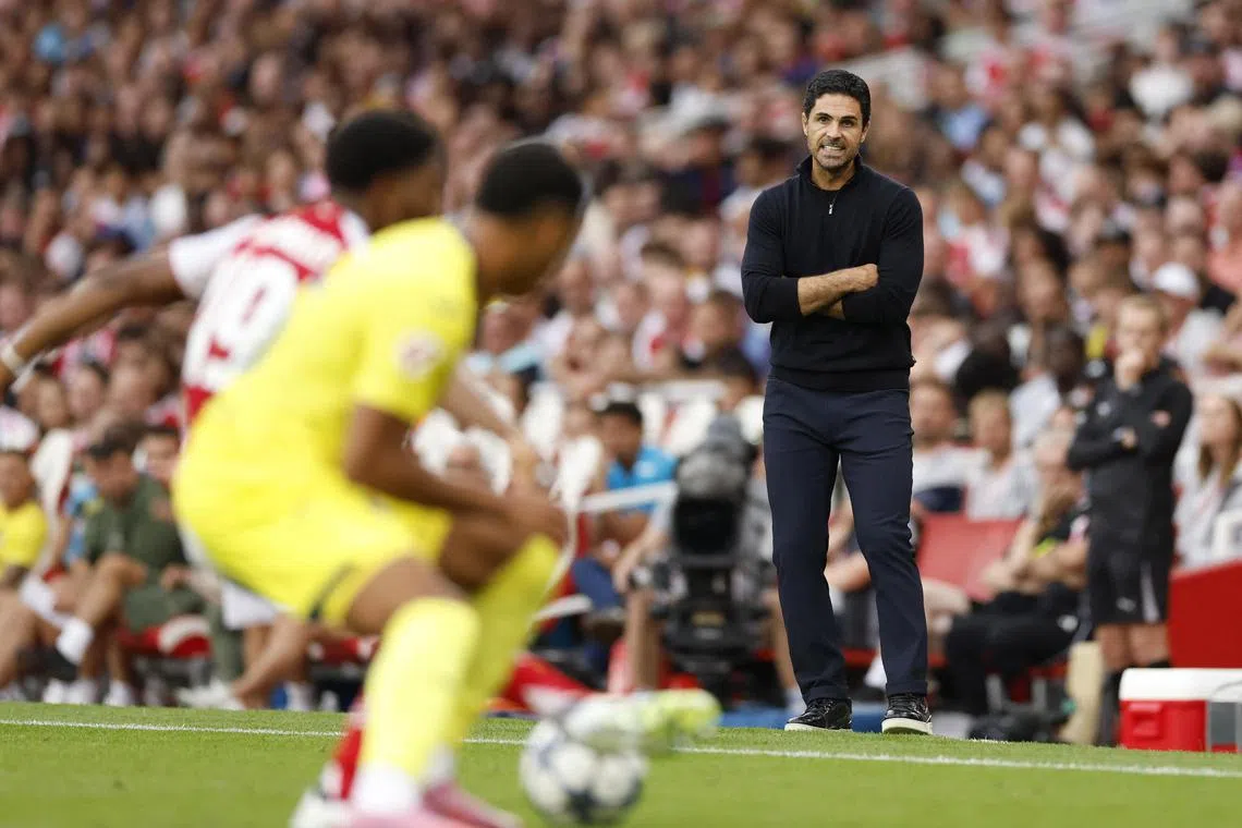 Arsenal manager Mikel Arteta watching on during a pre-season friendly with Villarreal.
