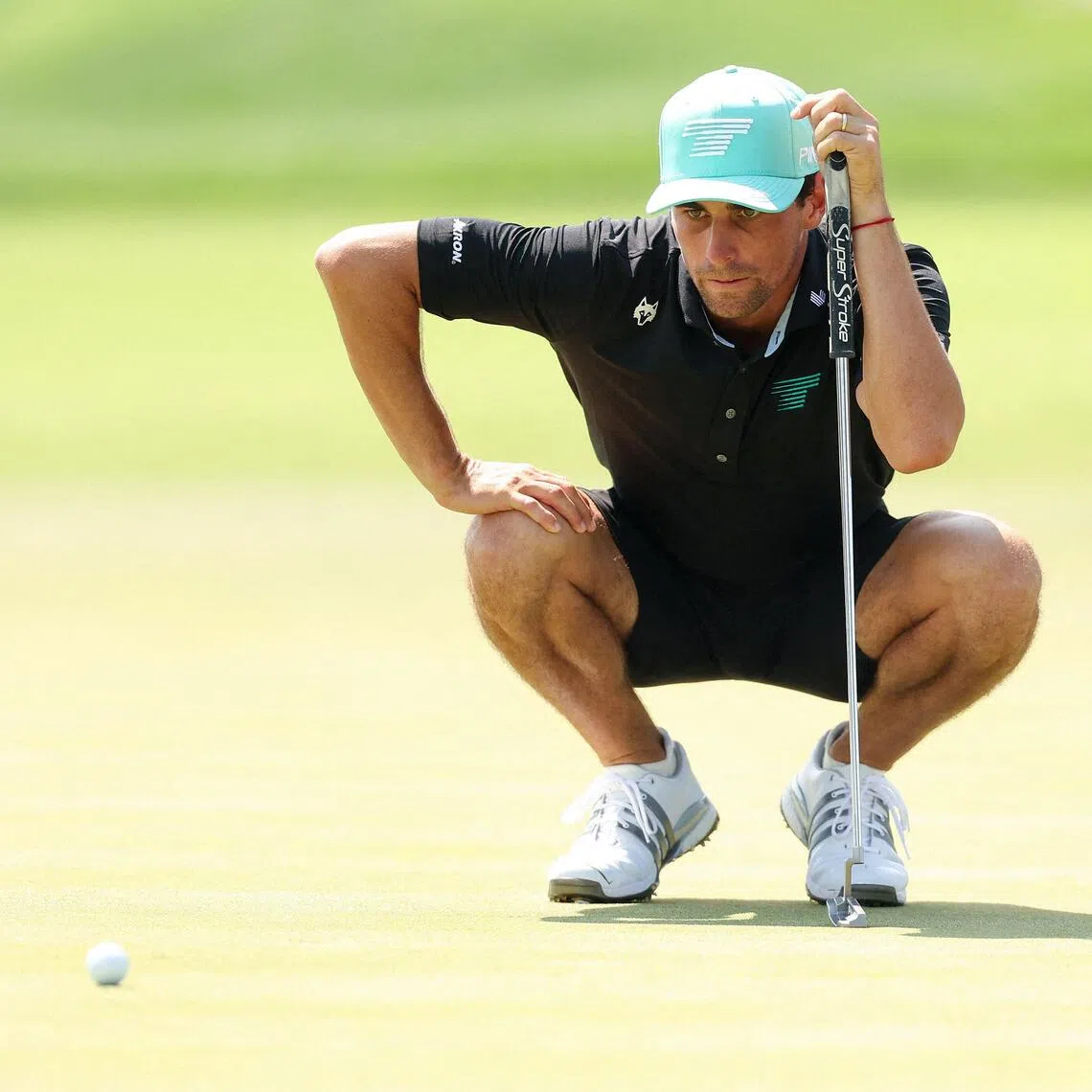 Joaquin Niemann of Chile looks on from the first green in the final round of LIV Golf New York at Trump National Golf Club Bedminster on Aug 9.