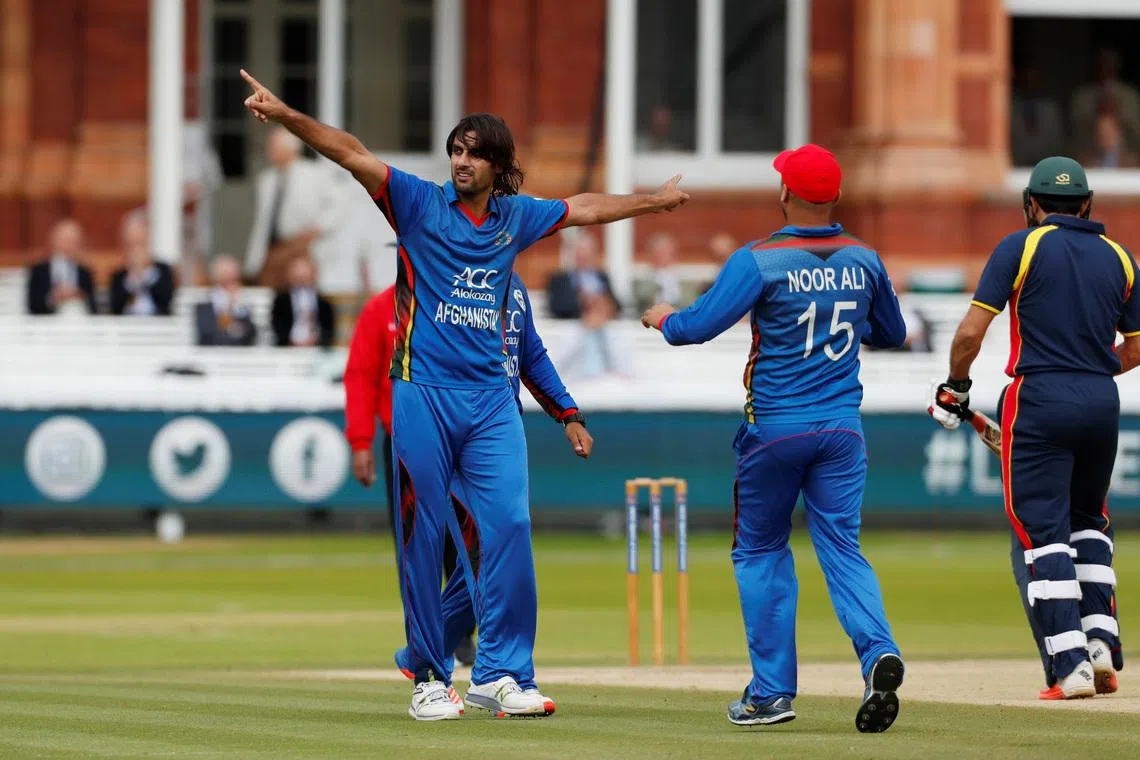 FILE PHOTO: Cricket - MCC vs Afghanistan - London, Britain - July 11, 2017   Afghanistan's Shapoor Zadran celebrates the wicket of MCC's Misbah-ul-Haq   Action Images via Reuters/John Sibley/File Photo