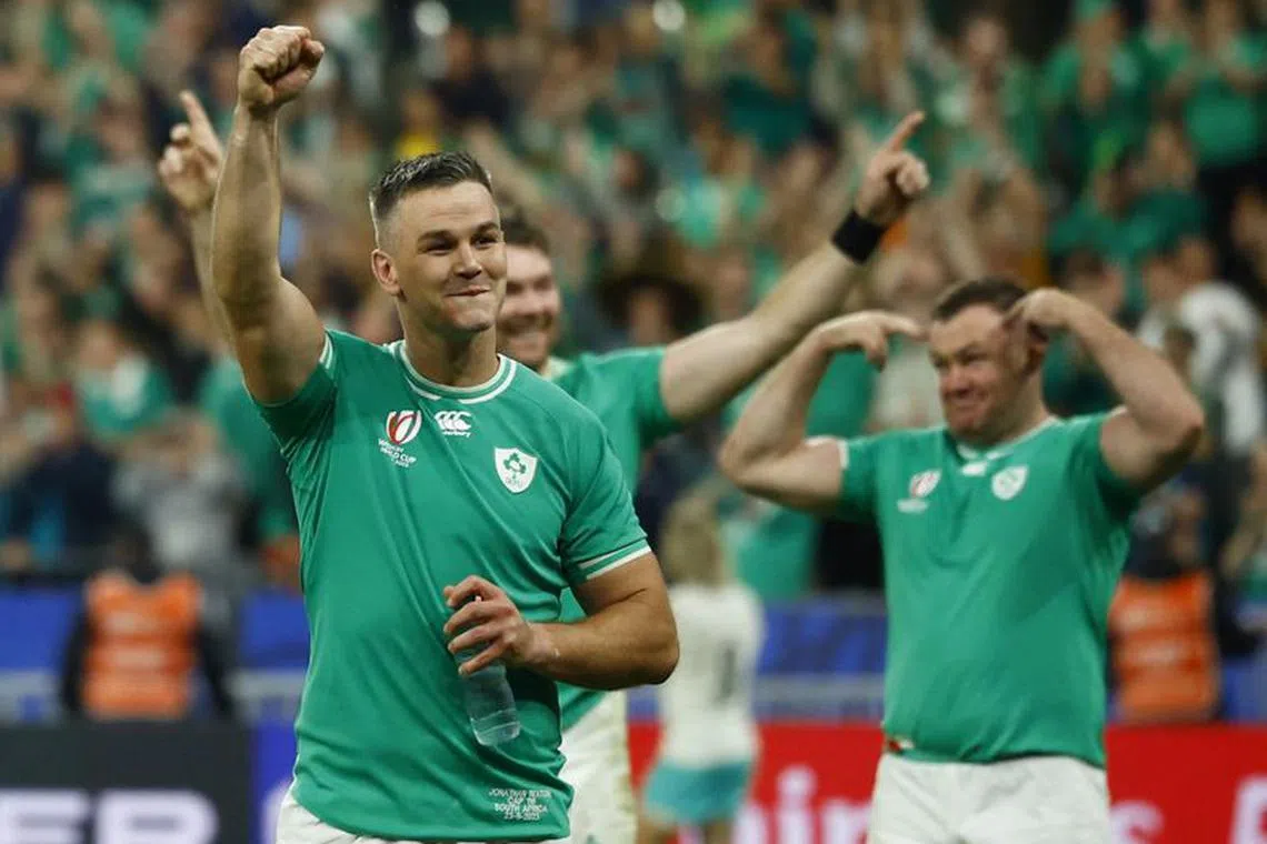 Rugby Union - Rugby World Cup 2023 - Pool B - South Africa v Ireland - Stade de France, Saint-Denis, France - September 23, 2023 Ireland's Johnny Sexton celebrates after the match REUTERS/Sarah Meyssonnier
