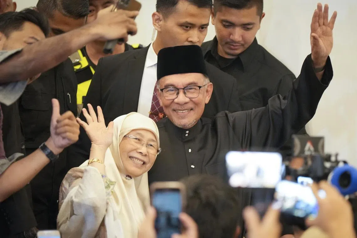 Datuk Seri Wan Azizah (left) played an instrumental role during Mr Anwar’s decades-long struggle to return to political power.