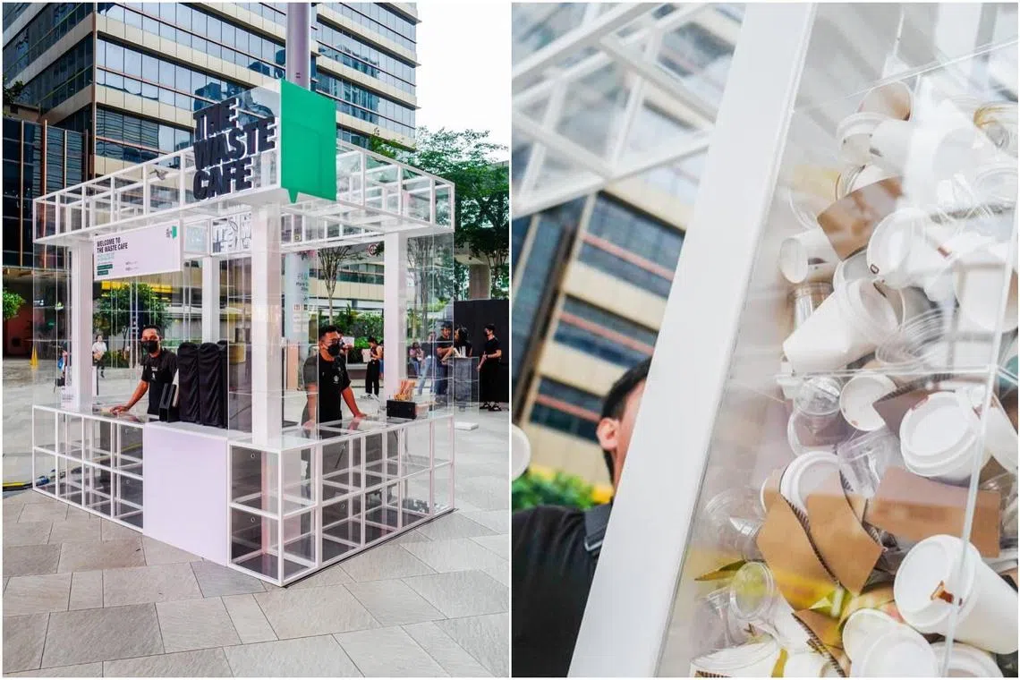 The installation, The Waste Café, was an eye-catching illustration of the amount of waste that can be generated in a short amount of time.