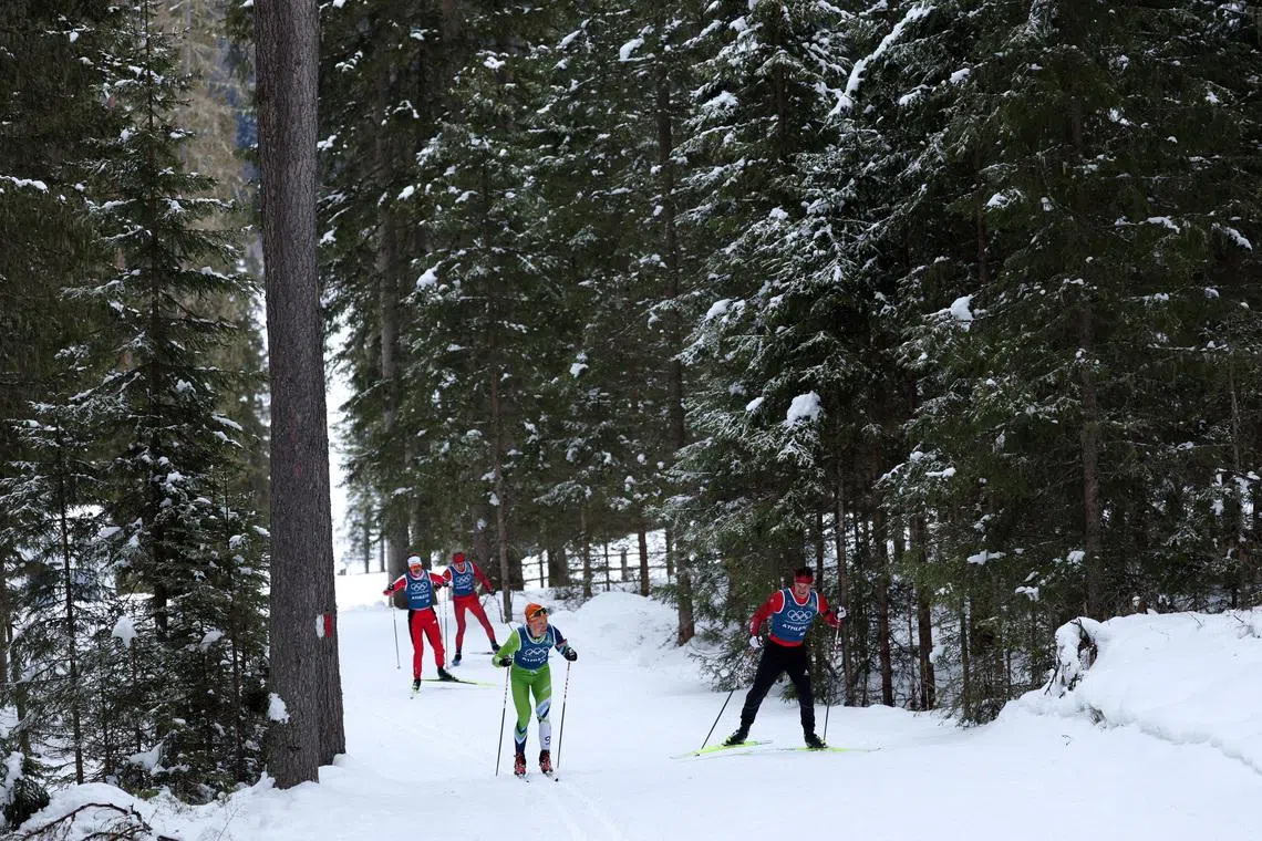 Milano Cortina 2026 Olympics - Biathlon Training - Anterselva Biathlon Arena, South Tyrol, Italy - February 06, 2026. General view of athletes during training REUTERS/Eloisa Lopez