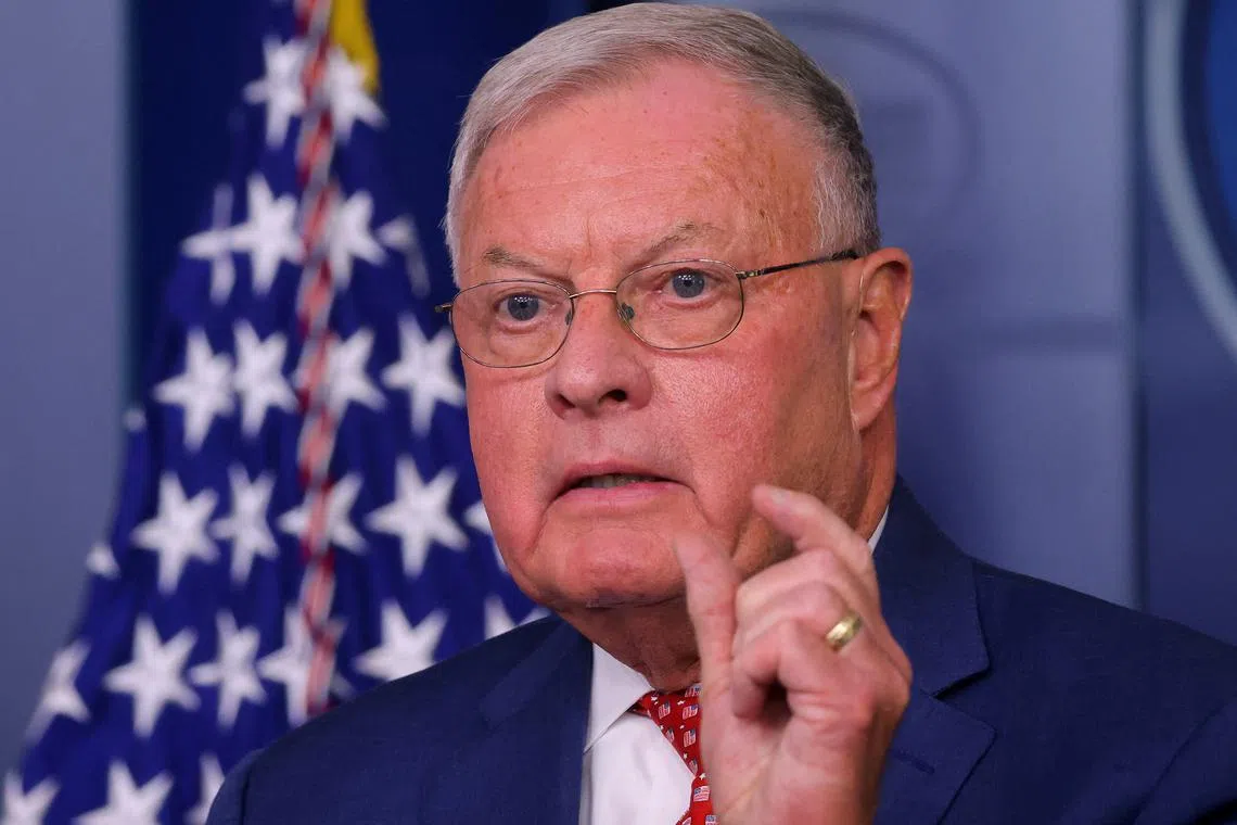 FILE PHOTO: Keith Kellogg speaks to reporters during a daily press briefing at the White House in Washington, U.S., September 22, 2020. REUTERS/Carlos Barria/File Photo