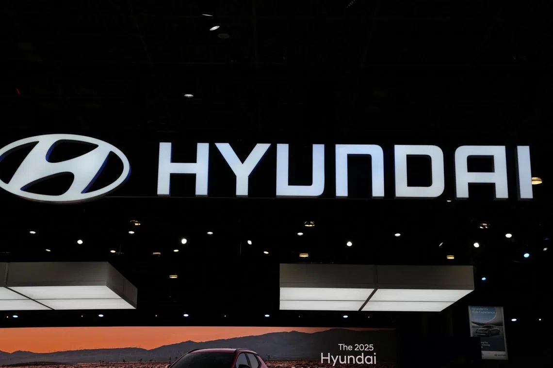 A Hyundai logo is seen at the New York International Auto Show Press Preview, in Manhattan, New York City, U.S., March 27, 2024. REUTERS/David Dee Delgado