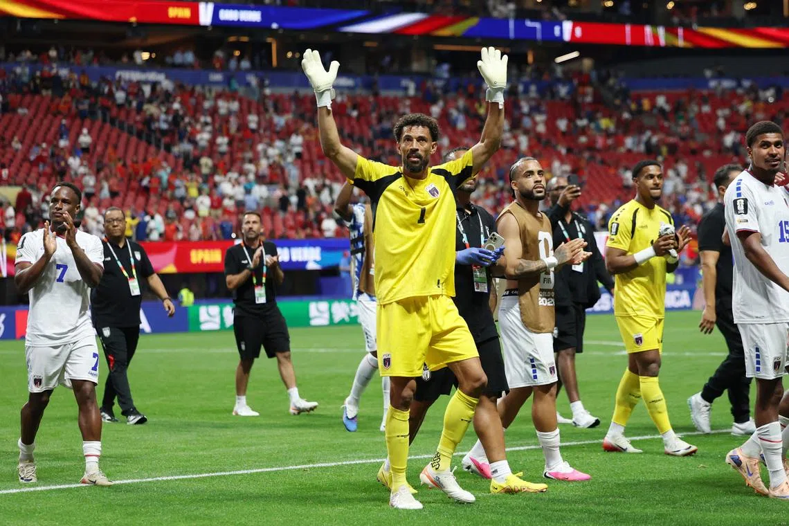 Soccer Football - FIFA World Cup 2026 - Group H - Spain v Cape Verde - Atlanta Stadium, Atlanta, Georgia, U.S. - June 15, 2026 Cape Verde's Vozinha celebrates after the match REUTERS/Siphiwe Sibeko