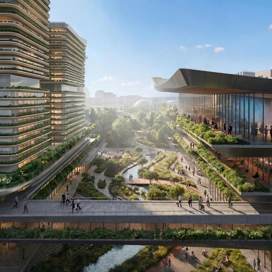 An artist's impression of the downtown Mice hub. The government has identified the Straits View area as a potential site for the development.
