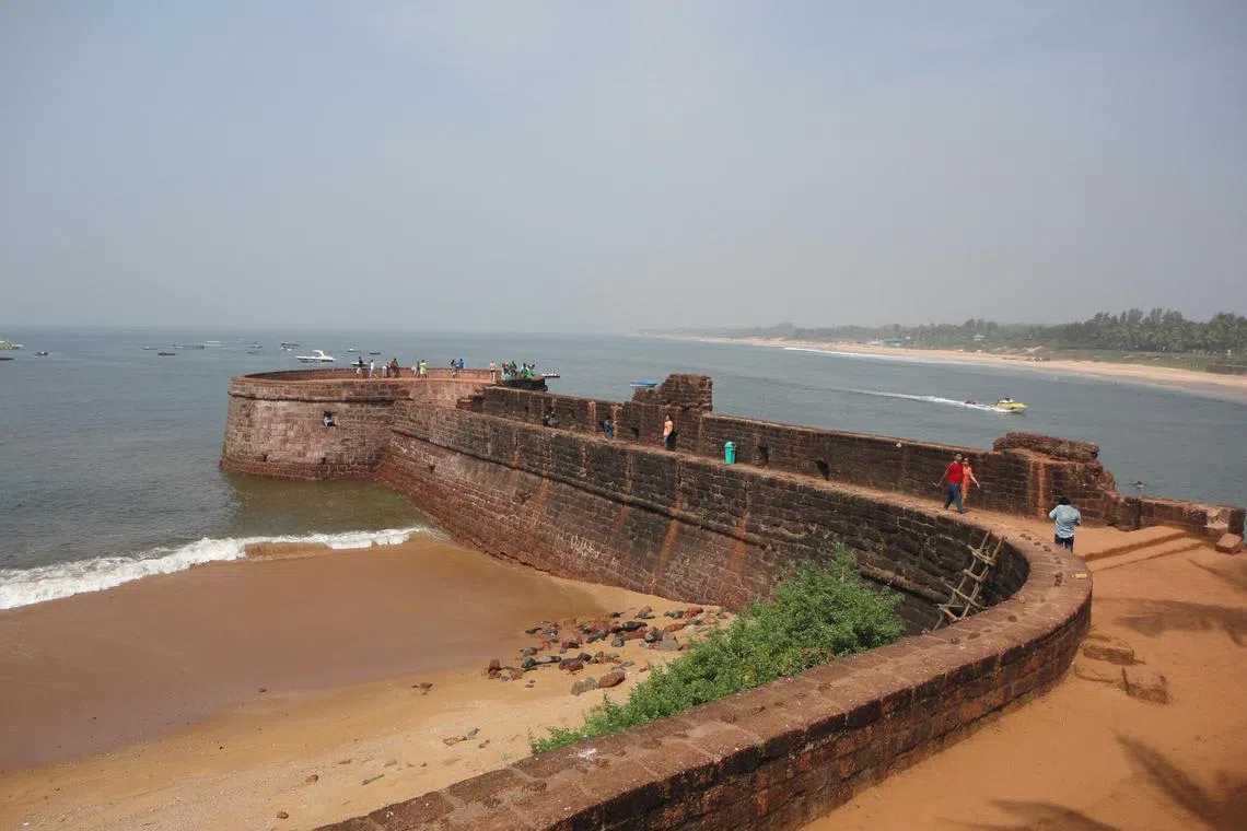 The 17th-century Portuguese Fort Aguada in Goa, India was used to guard against local and foreign invaders.