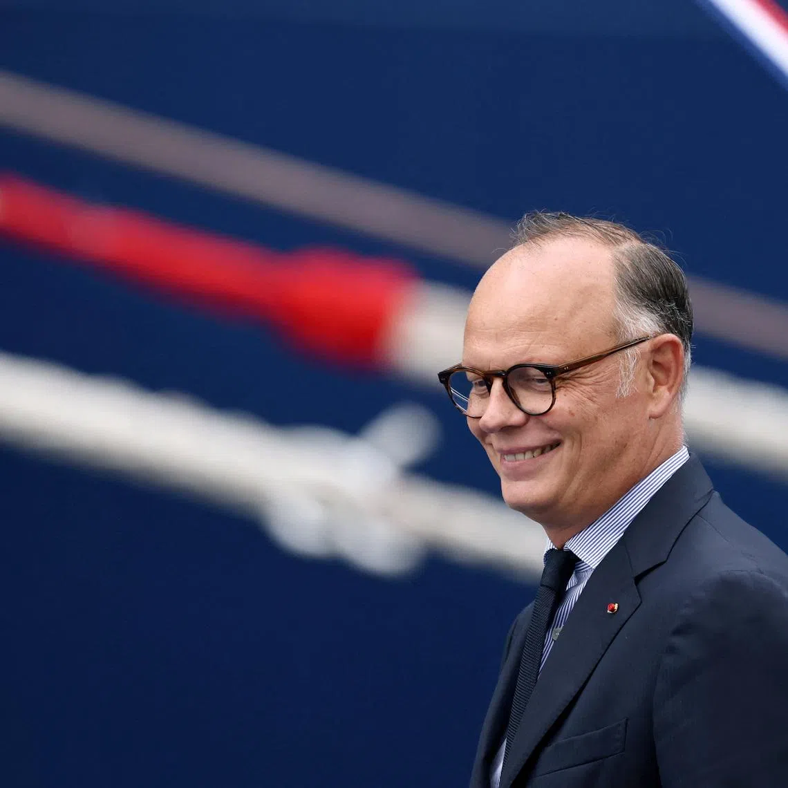 Edouard Philippe, Mayor of Le Havre and leader of French political party Horizons (HOR), attends the christening ceremony of the container ship CMA CGM NOTRE DAME at the France Port 2000 Terminal in Le Havre, France, July 2, 2026. REUTERS/Stephane Mahe
