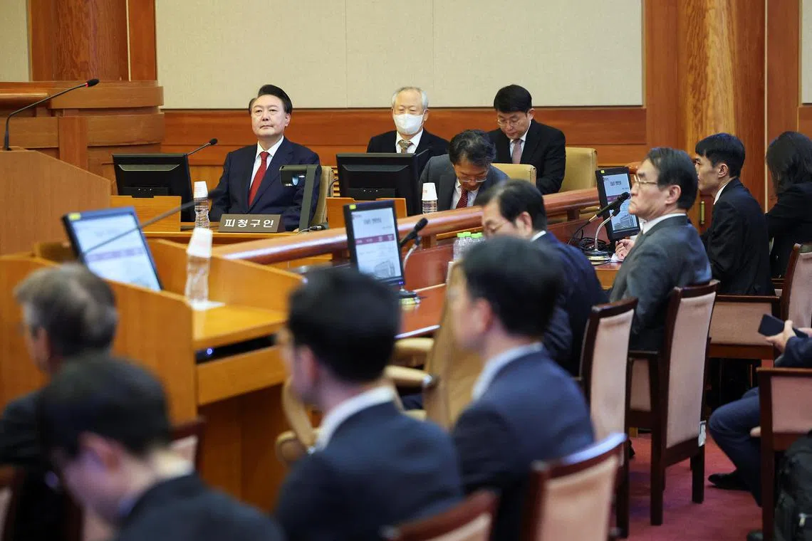 South Korea’s impeached President Yoon Suk Yeol attends his impeachment trial in Seoul on Jan 21.