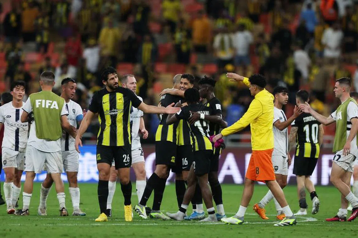 Soccer Football - Club World Cup - First Round - Al Ittihad v Auckland City - King Abdullah Sports City, Jeddah, Saudi Arabia - December 12, 2023 Al Ittihad players celebrate after the match REUTERS/Amr Abdallah Dalsh