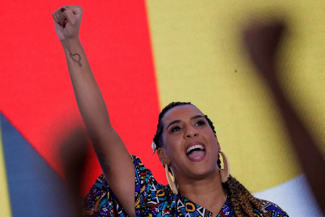 FILE PHOTO: Brazilian Minister of Racial Equality Anielle Franco gestures during an inauguration ceremony at the Planalto Palace in Brasilia, Brazil January, 11, 2023. REUTERS/Adriano Machado/File Photo
