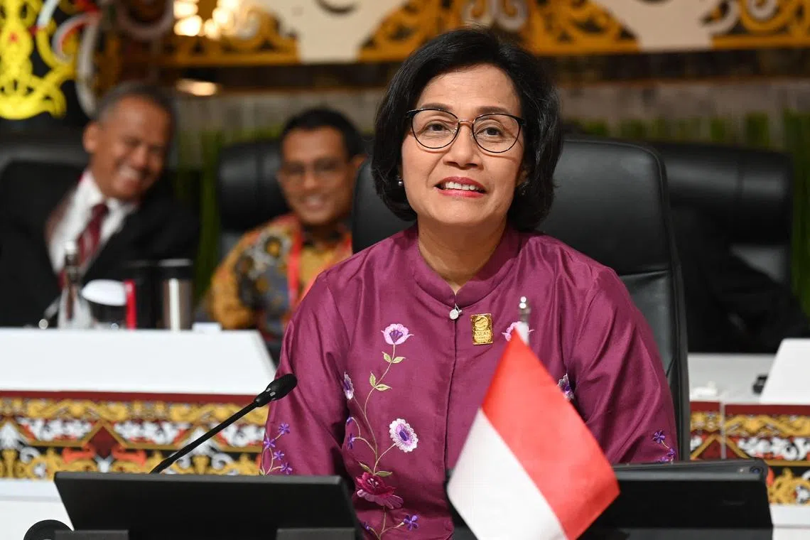 Indonesia's Finance Minister Sri Mulyani Indrawati attends the Association of Southeast Asian Nations (ASEAN) Finance Minister's and Central Bank Governors's meeting in Nusa Dua on Indonesia's resort island of Bali on March 31, 2023. (Photo by SONNY TUMBELAKA / AFP)