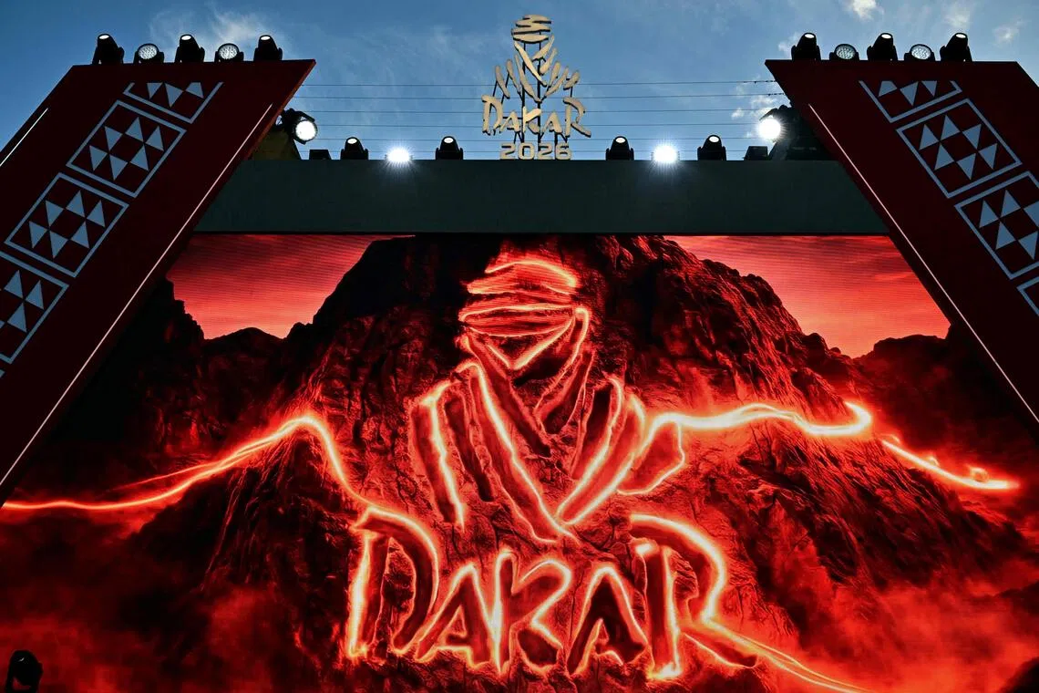 The 2026 Dakar Rally logo. The event will return to Saudi Arabia for its landmark 50th edition in 2028.
