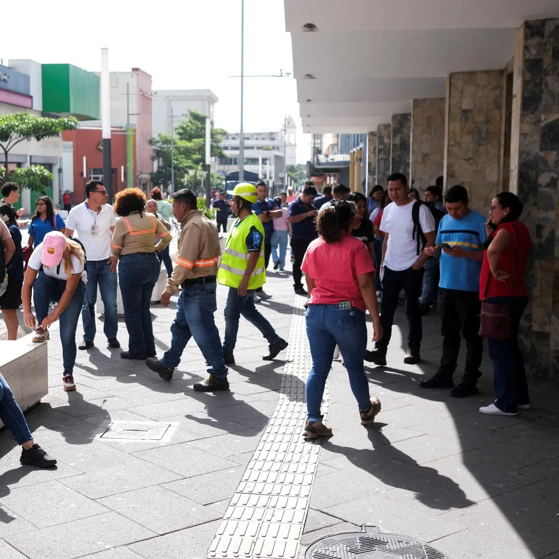 People evacuating a building in San Salvador, El Salvador, on July 17, after a powerful 7.4-magnitude earthquake struck off the coast of Mexico’s southern state of Chiapas, triggering a tsunami warning and shaking buildings in neighbouring Guatemala and El Salvador.