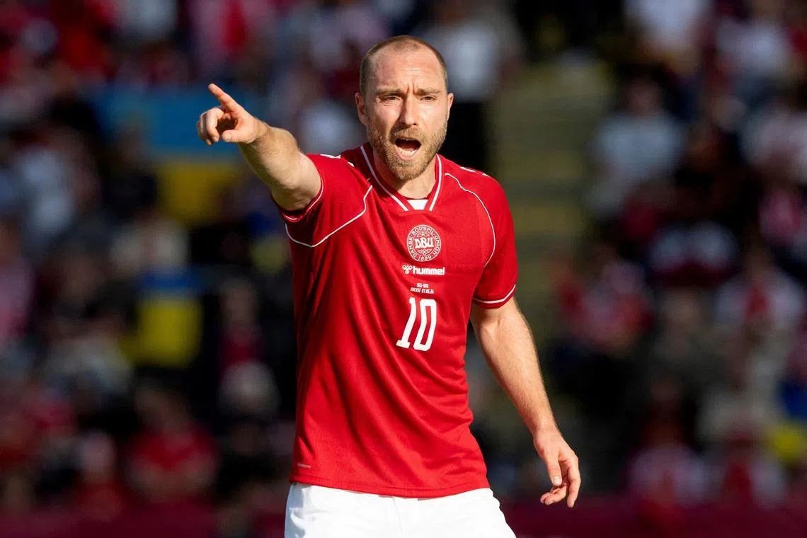 FILE PHOTO: Soccer Football - International Friendly - Denmark v Ukraine - Odense, Denmark - June 7, 2026 Denmark's Christian Eriksen during the match before he later collapsed on the pitch Bo Amstrup/Ritzau Scanpix via REUTERS/File Photo