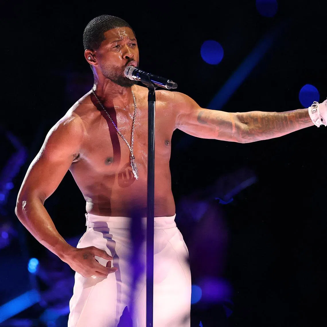 Usher headlined the Apple Music Super Bowl LVIII Halftime Show at Allegiant Stadium in Las Vegas, United States.