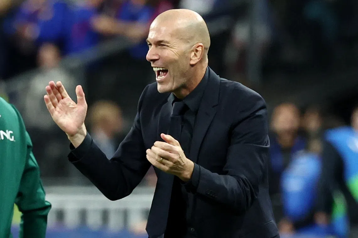 Soccer Football - Nations League - Group A1 - France v Italy - Stade de France, Saint Denis, France - October 2, 2026 France coach Zinedine Zidane celebrates after Michael Olise scores their first goal REUTERS/Catherine Steenkeste
