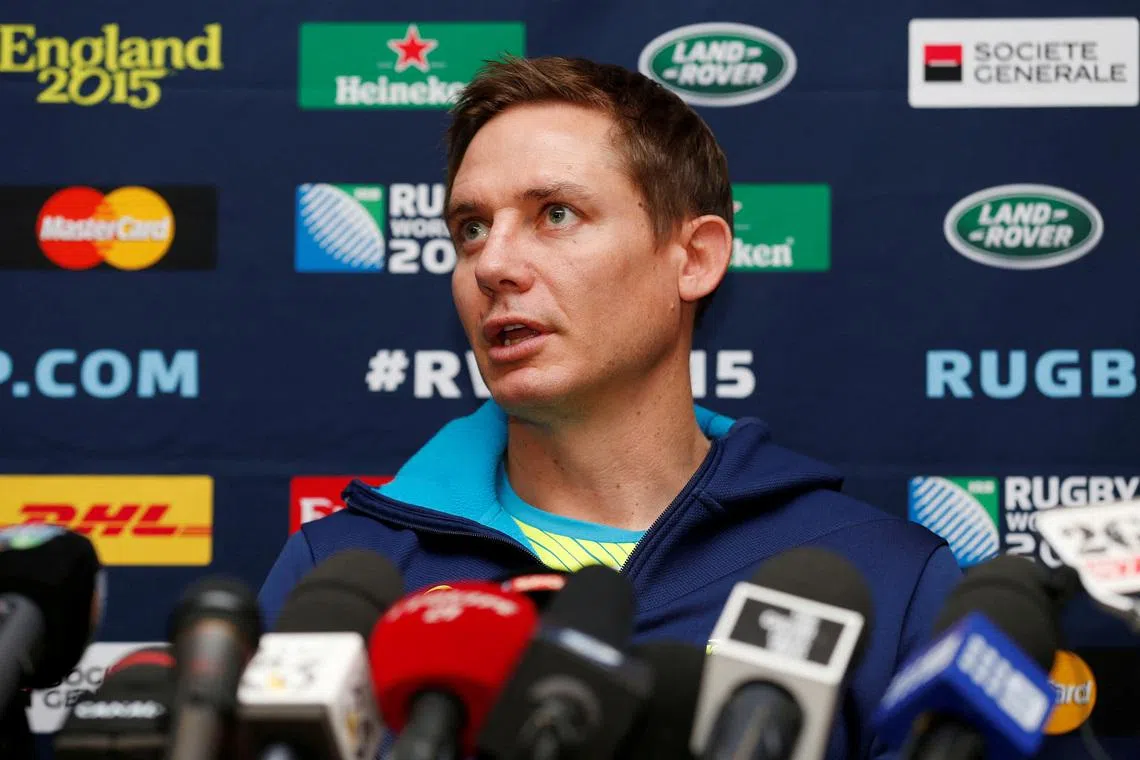 FILE PHOTO: Rugby Union - Australia Press Conference - The Lensbury Hotel, Teddington, Middlesex - 27/10/15  Australia assistant coach Stephen Larkham during the press conference  Action Images via Reuters/ Peter Cziborra  Livepic/File Photo
