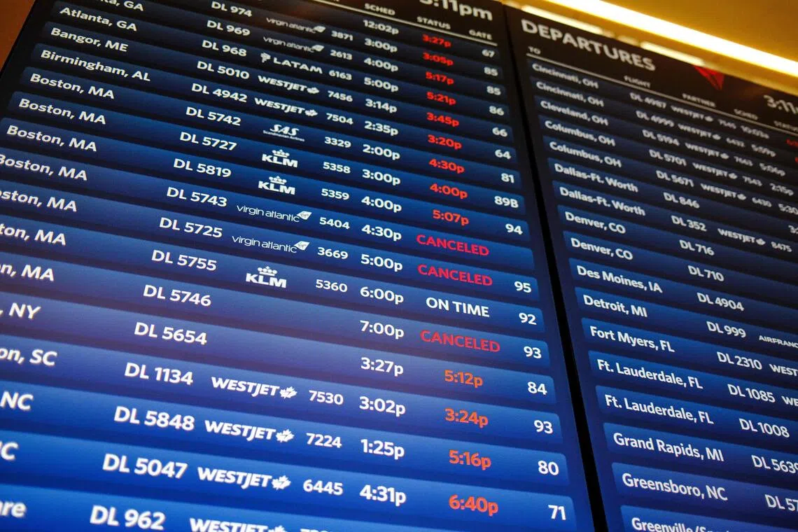 Besides more than 2,000 cancellations, some 7,100 flights involving US airports were delayed on Nov 10, according to tracking website FlightAware.