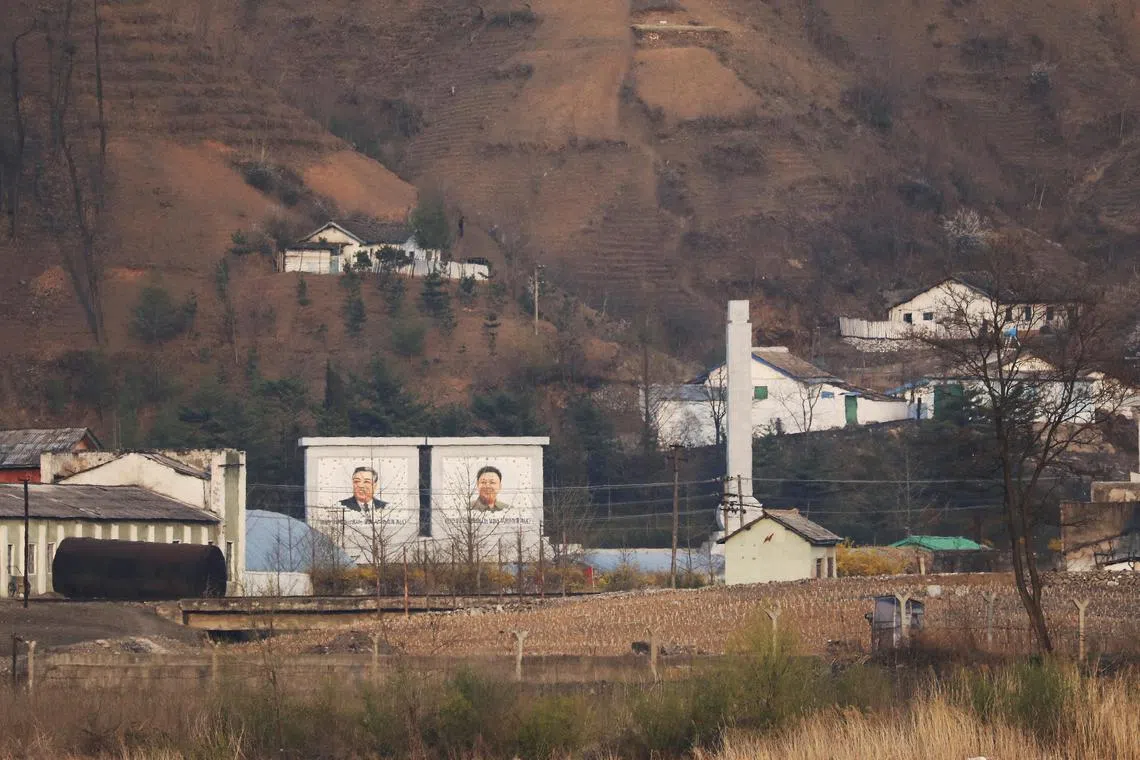 Buildings in North Korea's Sinuiju are seen from China's Dandong, Liaoning province.