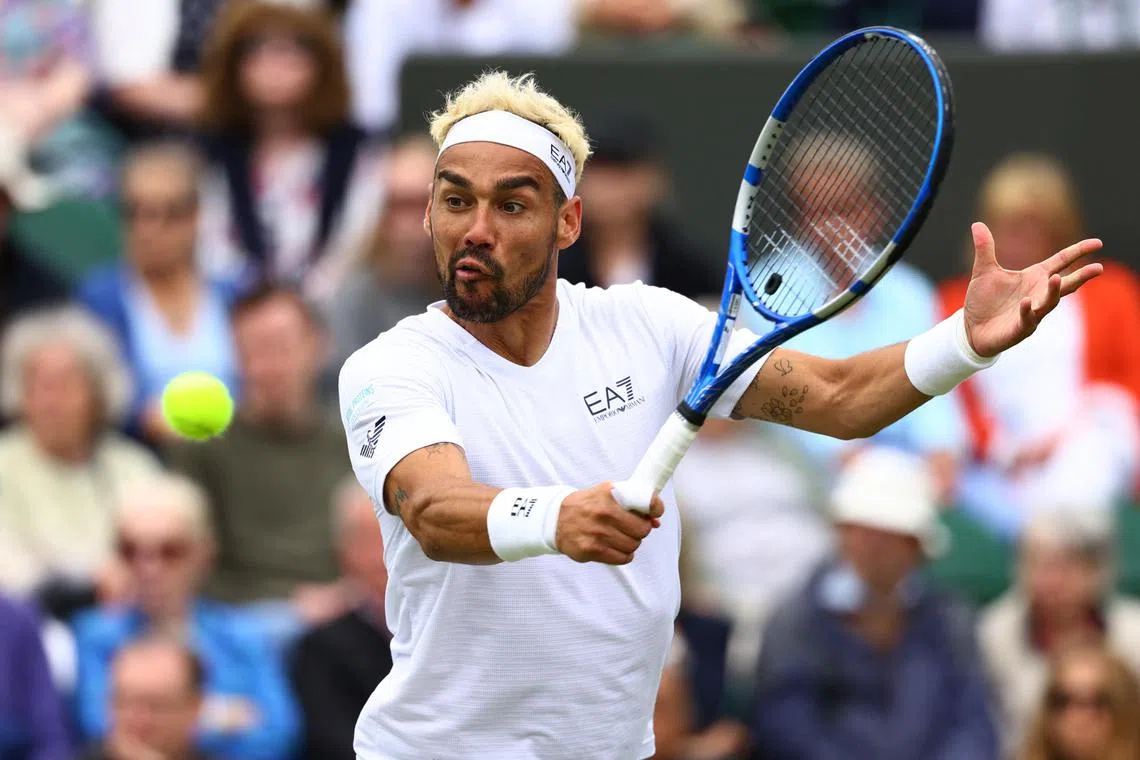 Italy's Fabio Fognini in action during his second-round match against Norway's Casper Ruud.