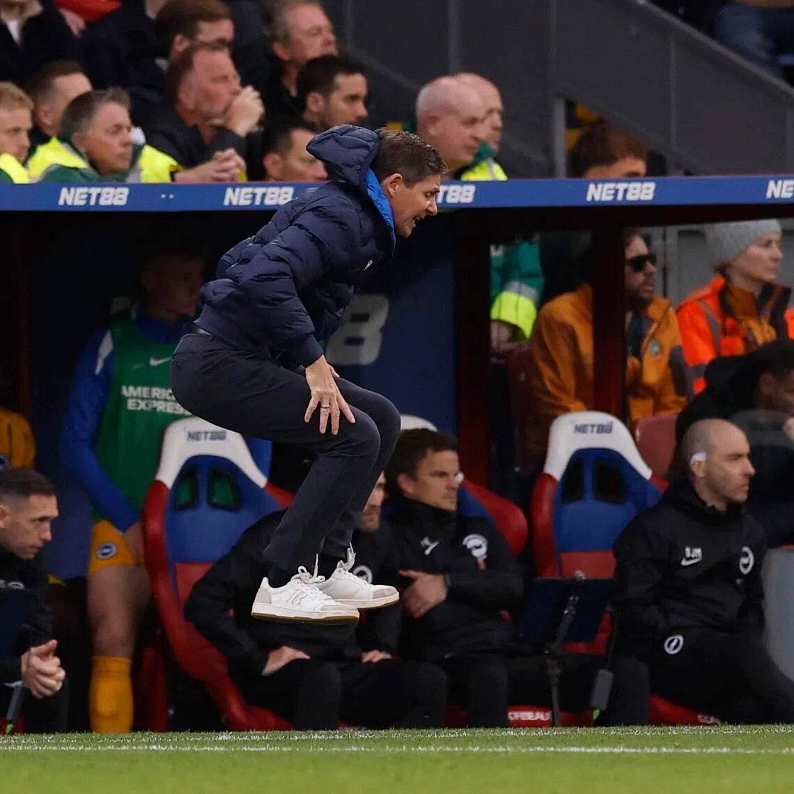 Crystal Palace manager Oliver Glasner reacting during the Premier League match against Brighton & Hove Albion in November. 