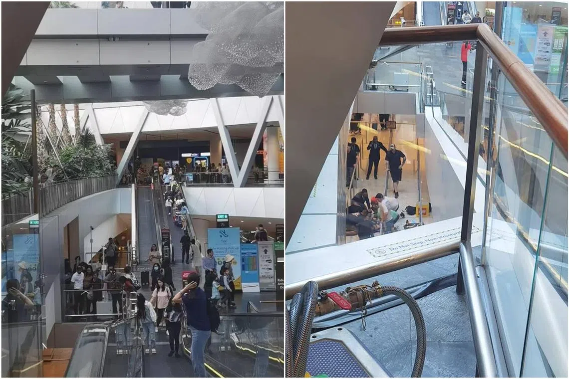 SCDF said they found a person lying on the floor near a taxi stand upon its ambulance arrival. 