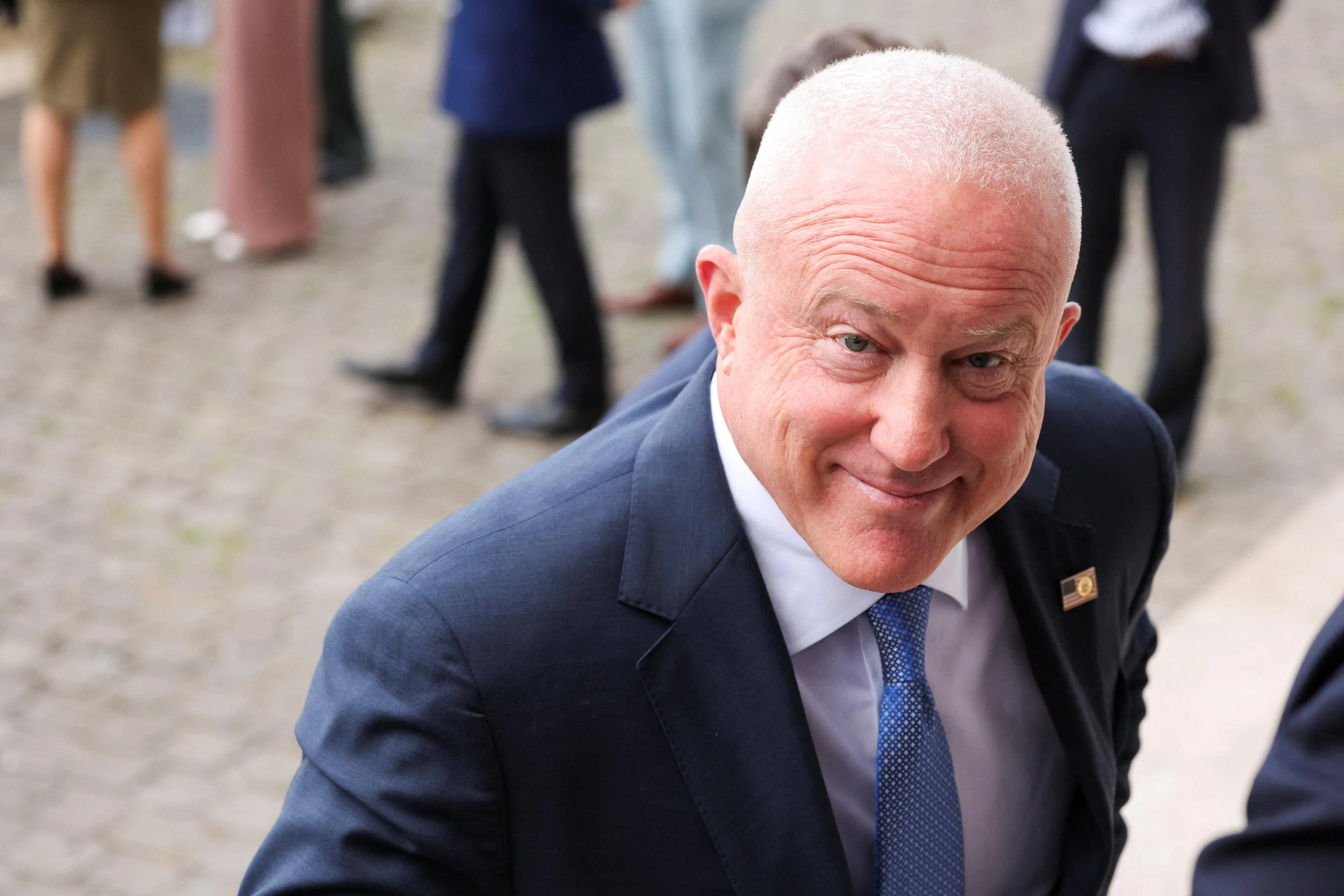 U.S. Ambassador to Belgium Bill White arrives at the Cathedral of St. Michael and St. Gudula to attend a religious service (Te Deum) on Belgian National Day in Brussels, Belgium, July 21, 2026. REUTERS/Omar Havana