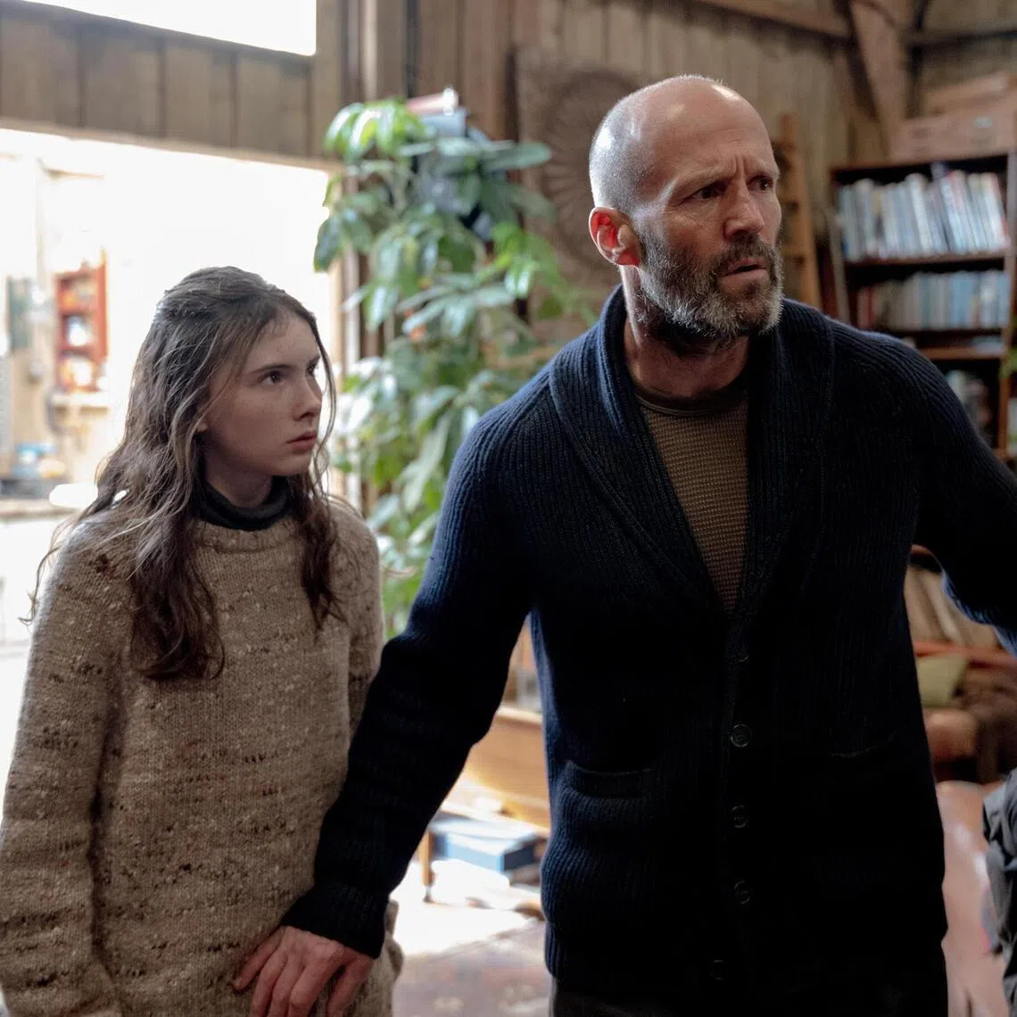 Jason Statham (right) and Bodhi Rae Breathnach in Shelter.