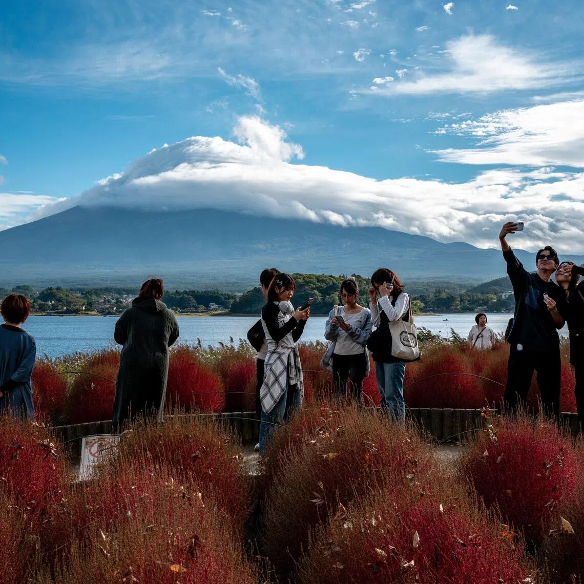 The first snowcap on Mount Fuji was seen 15 days earlier than in 2024, with temperatures at the summit dropping to minus 6.4 deg C.
